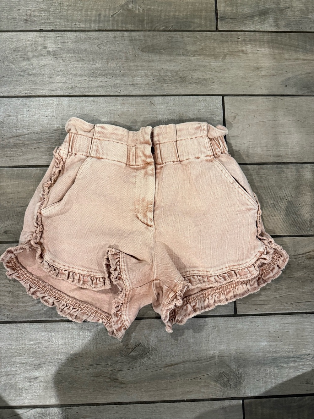 Dear John Blush Ruffle-Hem High Waist Shorts